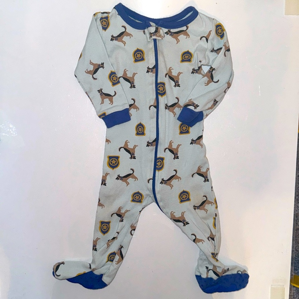 Leveret Police Dog 3-6M Footed Zip-Up